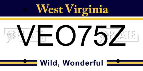 VEO75Z West Virginia License Plate