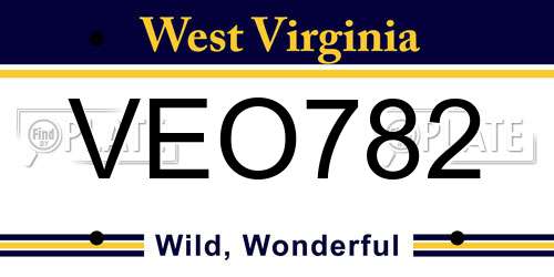 VEO782 West Virginia License Plate