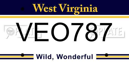 VEO787 West Virginia License Plate