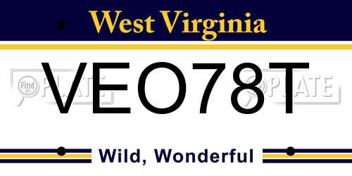 VEO78T West Virginia License Plate
