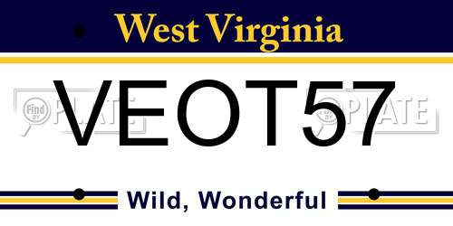 VEOT57 West Virginia License Plate