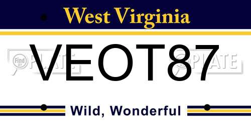 VEOT87 West Virginia License Plate