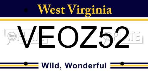 VEOZ52 West Virginia License Plate