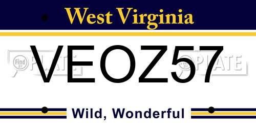 VEOZ57 West Virginia License Plate