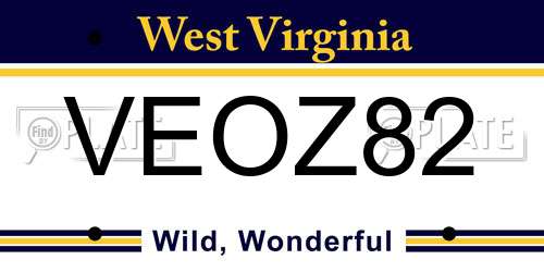 VEOZ82 West Virginia License Plate