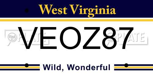 VEOZ87 West Virginia License Plate