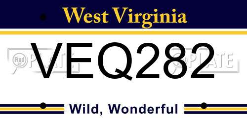 VEQ282 West Virginia License Plate