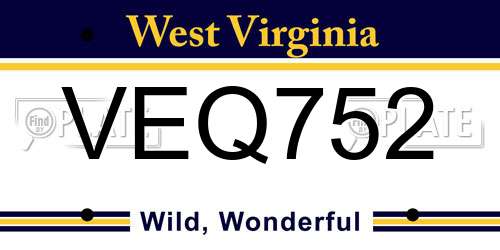 VEQ752 West Virginia License Plate