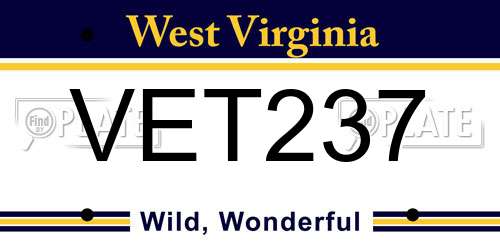 VET237 West Virginia License Plate