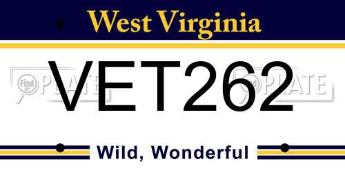 VET262 West Virginia License Plate