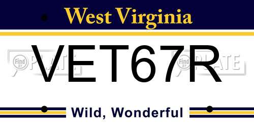 VET67R West Virginia License Plate