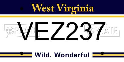 VEZ237 West Virginia License Plate