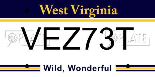 VEZ73T West Virginia License Plate