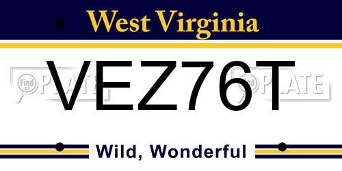 VEZ76T West Virginia License Plate