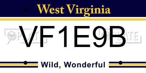VF1E9B West Virginia License Plate