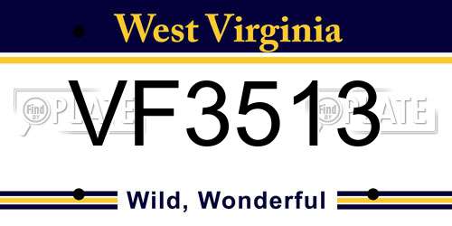 VF3513 West Virginia License Plate