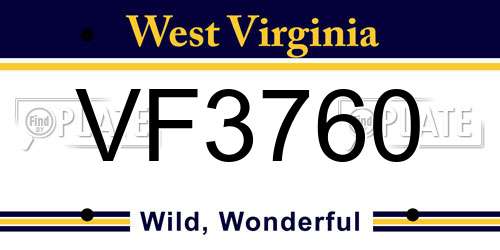 VF3760 West Virginia License Plate