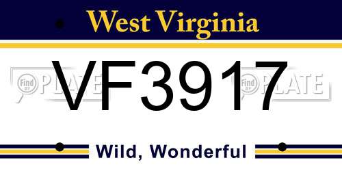 VF3917 West Virginia License Plate