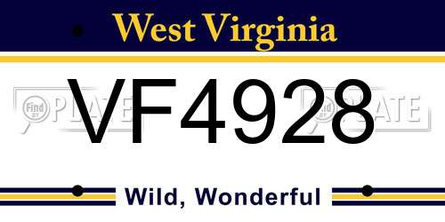 VF4928 West Virginia License Plate