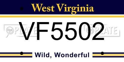 VF5502 West Virginia License Plate