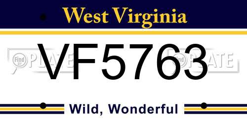 VF5763 West Virginia License Plate