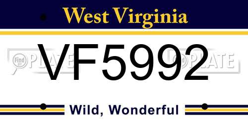 VF5992 West Virginia License Plate