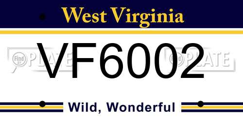 VF6002 West Virginia License Plate