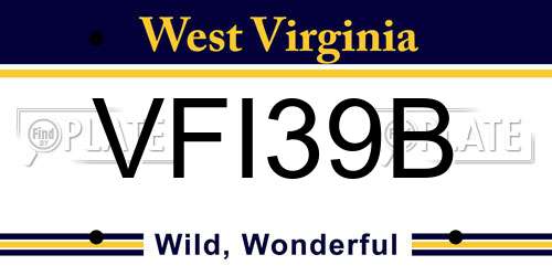 VFI39B West Virginia License Plate