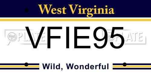 VFIE95 West Virginia License Plate