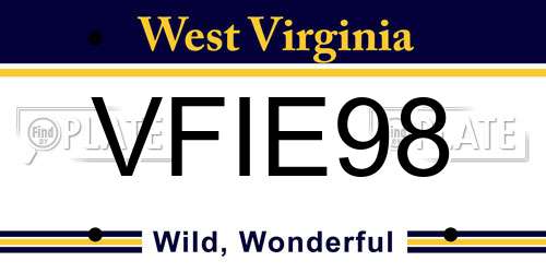 VFIE98 West Virginia License Plate
