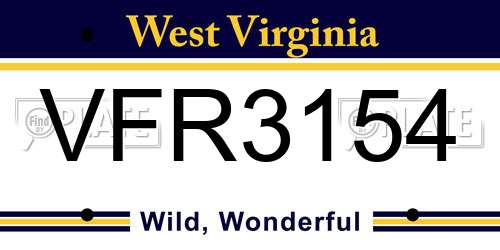 VFR3154 West Virginia License Plate