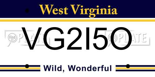 VG2I5O West Virginia License Plate