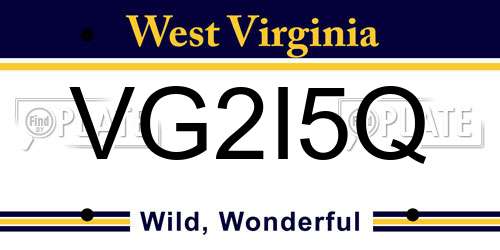 VG2I5Q West Virginia License Plate
