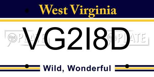 VG2I8D West Virginia License Plate