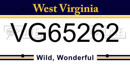 VG65262 West Virginia License Plate