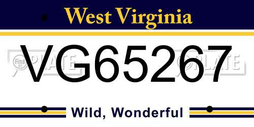 VG65267 West Virginia License Plate
