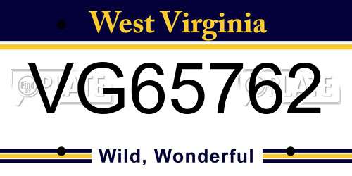 VG65762 West Virginia License Plate