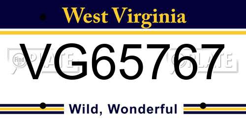 VG65767 West Virginia License Plate