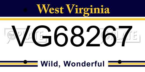 VG68267 West Virginia License Plate