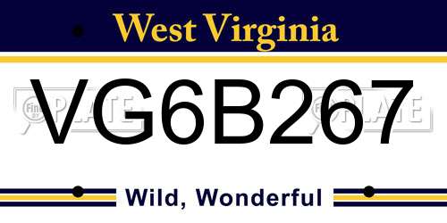 VG6B267 West Virginia License Plate