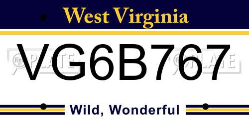 VG6B767 West Virginia License Plate