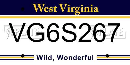 VG6S267 West Virginia License Plate