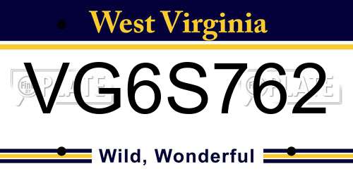 VG6S762 West Virginia License Plate