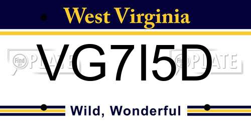 VG7I5D West Virginia License Plate