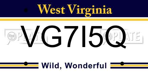VG7I5Q West Virginia License Plate