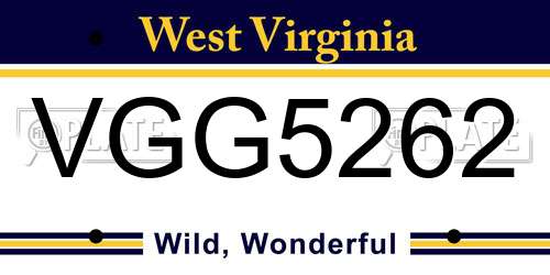 VGG5262 West Virginia License Plate
