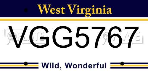 VGG5767 West Virginia License Plate