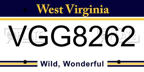 VGG8262 West Virginia License Plate