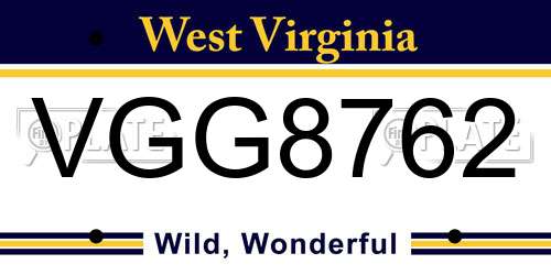 VGG8762 West Virginia License Plate