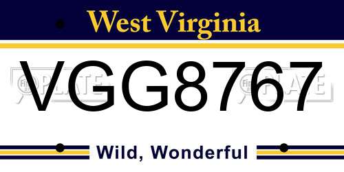 VGG8767 West Virginia License Plate